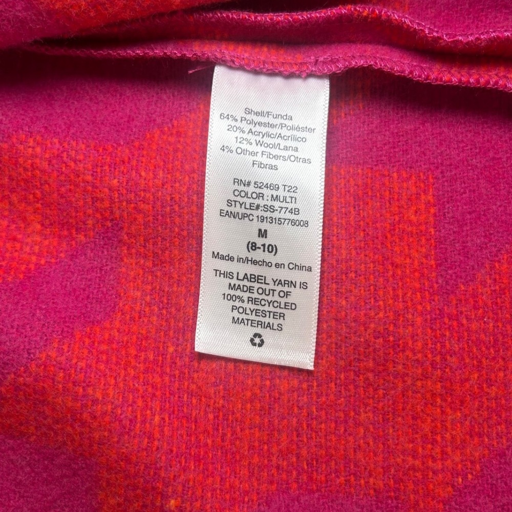 Scoop Pink Orange Houndstooth Shacket Wool Blend Shirt Jacket‎ SS-774B Womens M - Picture 3 of 6